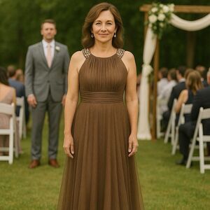 Cachet Gold Beaded Gown Size 10 Formal Evening Wedding Dress Black Tie Party